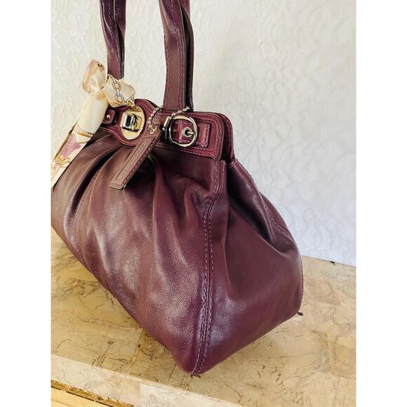 COACH Mia/garnet plum Pleated Leather Carryall Shoulder Bag 13914 - Picture 5 of 11